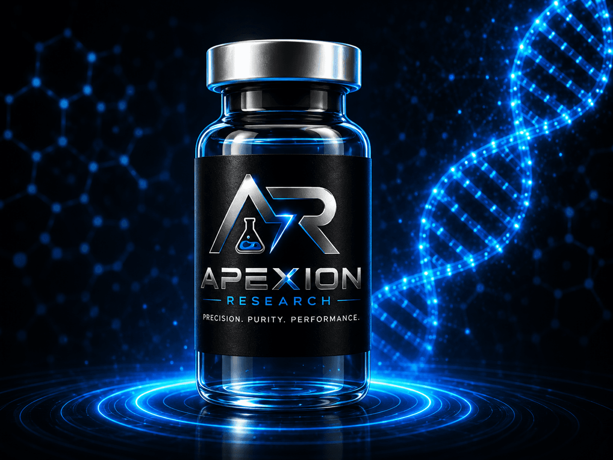 Apexion Research vial with DNA helix and tech ring